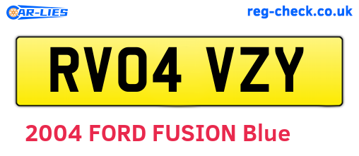 RV04VZY are the vehicle registration plates.