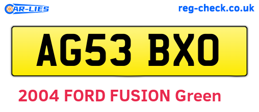 AG53BXO are the vehicle registration plates.