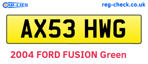 AX53HWG are the vehicle registration plates.