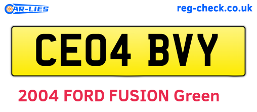 CE04BVY are the vehicle registration plates.