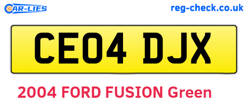 CE04DJX are the vehicle registration plates.