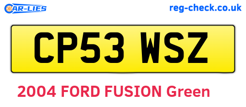 CP53WSZ are the vehicle registration plates.