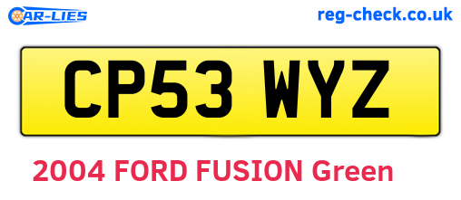 CP53WYZ are the vehicle registration plates.