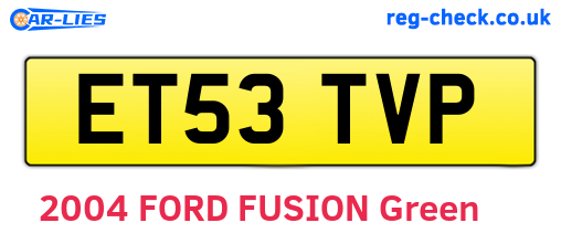 ET53TVP are the vehicle registration plates.