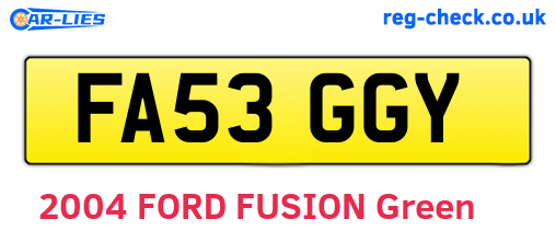 FA53GGY are the vehicle registration plates.