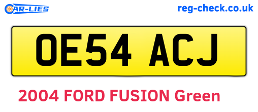 OE54ACJ are the vehicle registration plates.