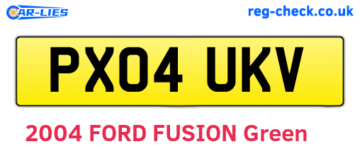 PX04UKV are the vehicle registration plates.