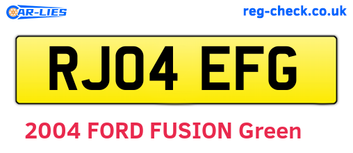 RJ04EFG are the vehicle registration plates.