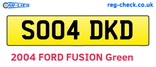 SO04DKD are the vehicle registration plates.
