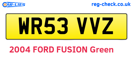 WR53VVZ are the vehicle registration plates.