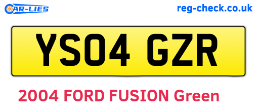 YS04GZR are the vehicle registration plates.