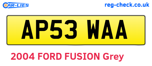 AP53WAA are the vehicle registration plates.