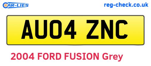 AU04ZNC are the vehicle registration plates.