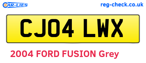 CJ04LWX are the vehicle registration plates.