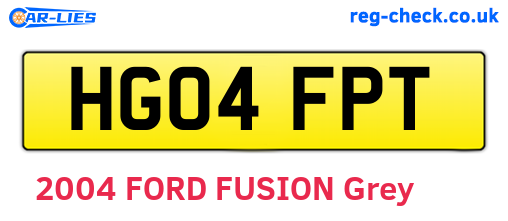 HG04FPT are the vehicle registration plates.