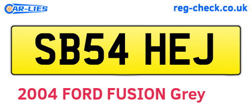 SB54HEJ are the vehicle registration plates.