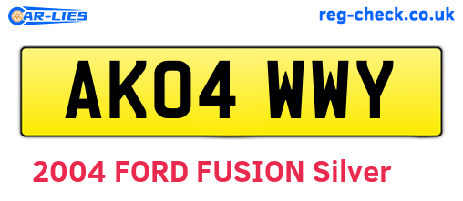 AK04WWY are the vehicle registration plates.