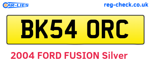 BK54ORC are the vehicle registration plates.