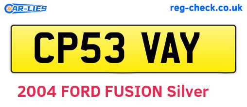 CP53VAY are the vehicle registration plates.