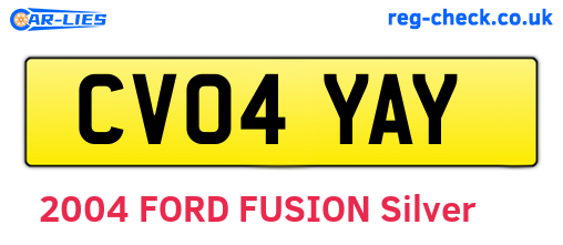 CV04YAY are the vehicle registration plates.