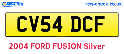 CV54DCF are the vehicle registration plates.