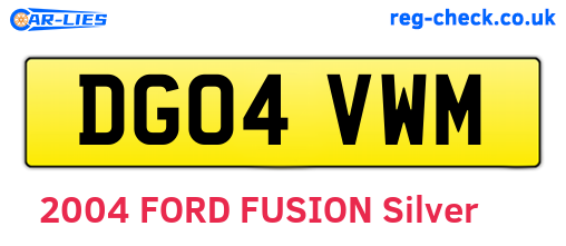 DG04VWM are the vehicle registration plates.