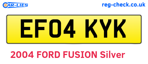 EF04KYK are the vehicle registration plates.