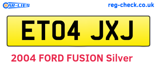 ET04JXJ are the vehicle registration plates.