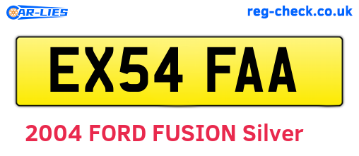 EX54FAA are the vehicle registration plates.
