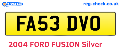 FA53DVO are the vehicle registration plates.