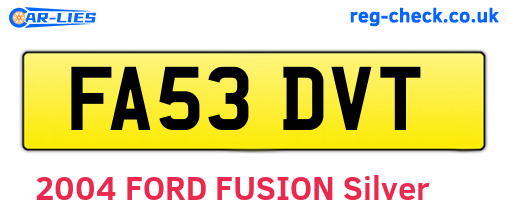 FA53DVT are the vehicle registration plates.