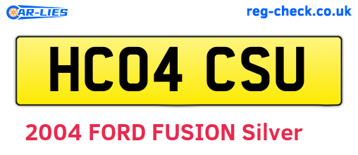 HC04CSU are the vehicle registration plates.
