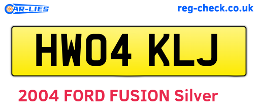 HW04KLJ are the vehicle registration plates.