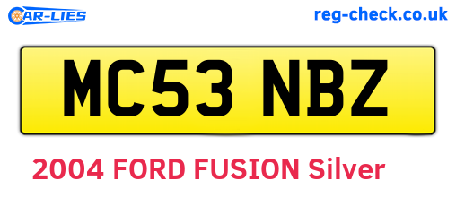 MC53NBZ are the vehicle registration plates.