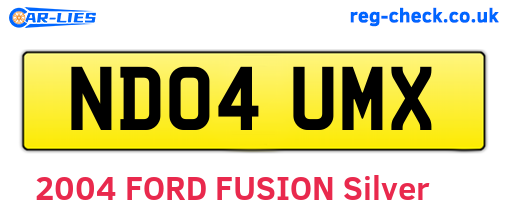 ND04UMX are the vehicle registration plates.
