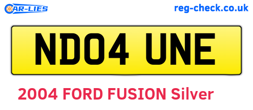 ND04UNE are the vehicle registration plates.