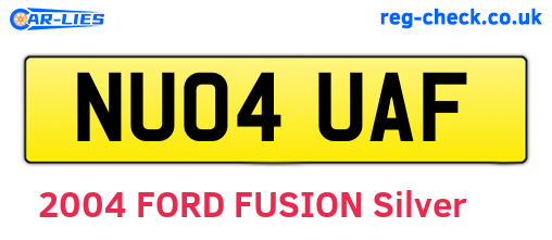 NU04UAF are the vehicle registration plates.