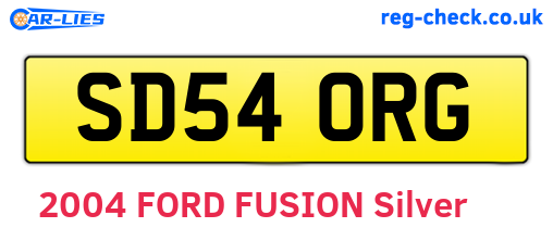 SD54ORG are the vehicle registration plates.