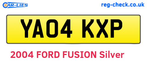 YA04KXP are the vehicle registration plates.