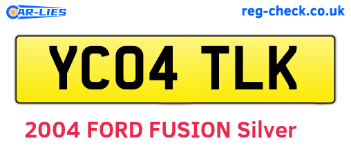 YC04TLK are the vehicle registration plates.