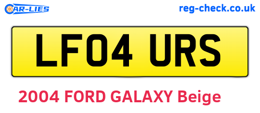 LF04URS are the vehicle registration plates.