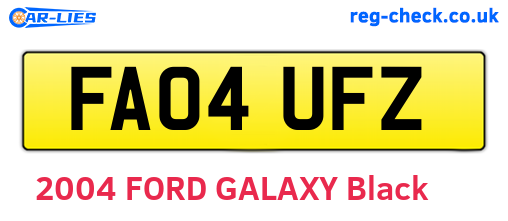 FA04UFZ are the vehicle registration plates.