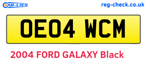 OE04WCM are the vehicle registration plates.