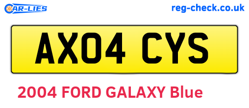 AX04CYS are the vehicle registration plates.