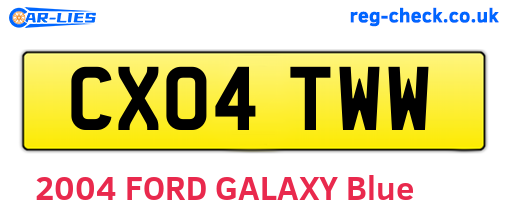 CX04TWW are the vehicle registration plates.