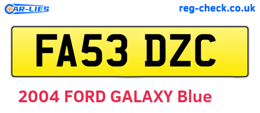 FA53DZC are the vehicle registration plates.
