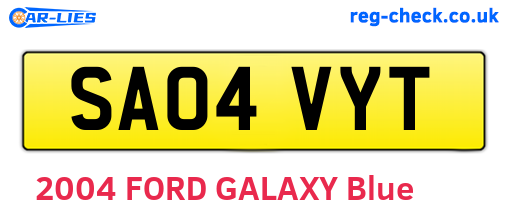 SA04VYT are the vehicle registration plates.