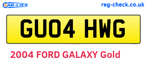 GU04HWG are the vehicle registration plates.