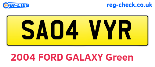 SA04VYR are the vehicle registration plates.