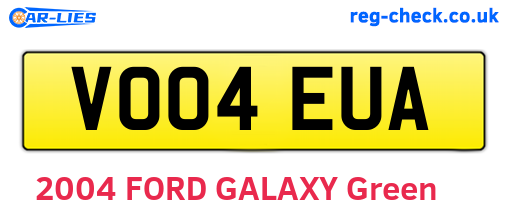 VO04EUA are the vehicle registration plates.